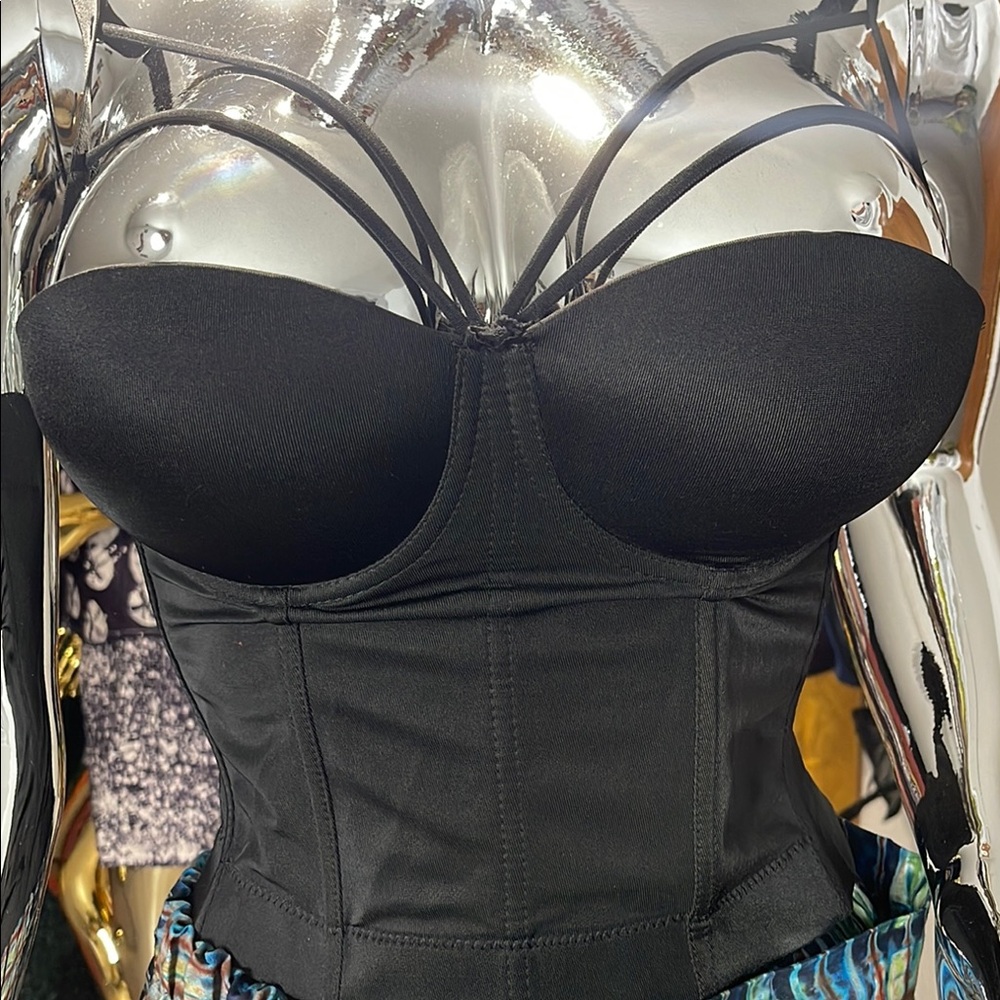 Black Strappy Bustier Top